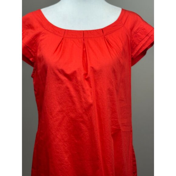 Merona Womens Top Chic Orange Short Sleeve Pleated Blouse Size M 100% Cotton - Picture 3 of 9